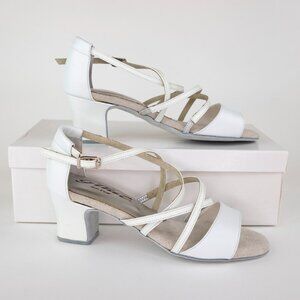 Glide White Strappy Ballroom Dance Shoes Block Heel Size 6M